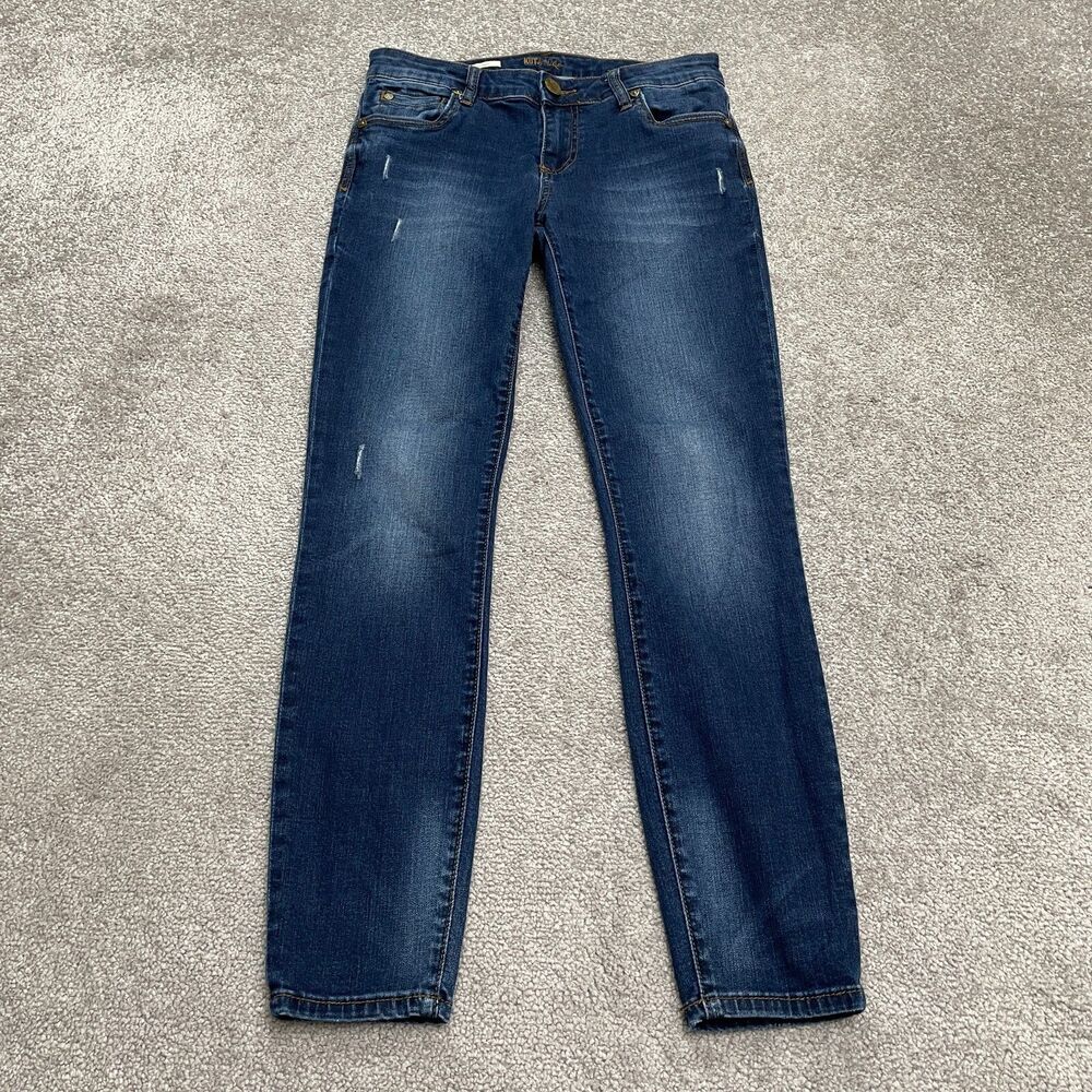 KUT From The Cloth Toothpick Skinny Denim Jeans Womens 4S Blue Distressed 29x28